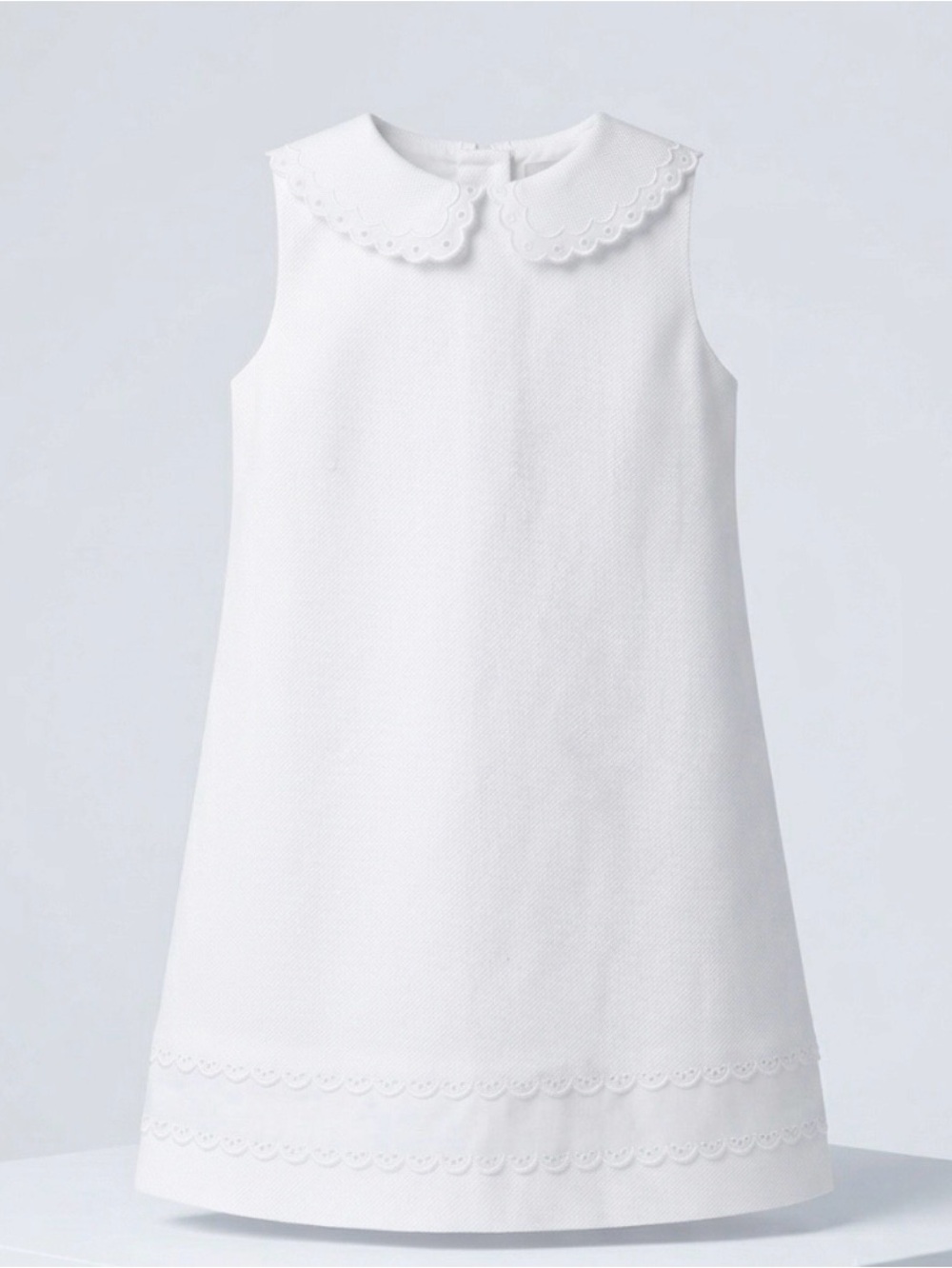 Luli & Me White Sleeveless Dress with Scalloped Peter Pan Collar Size 6